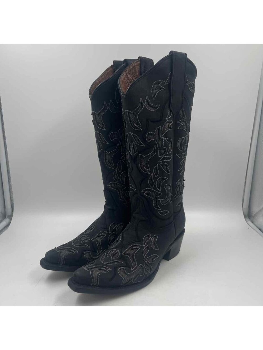 Circle G Cowboy Leather Gray Women's Shoe Size 6 Charcoal Western Boots